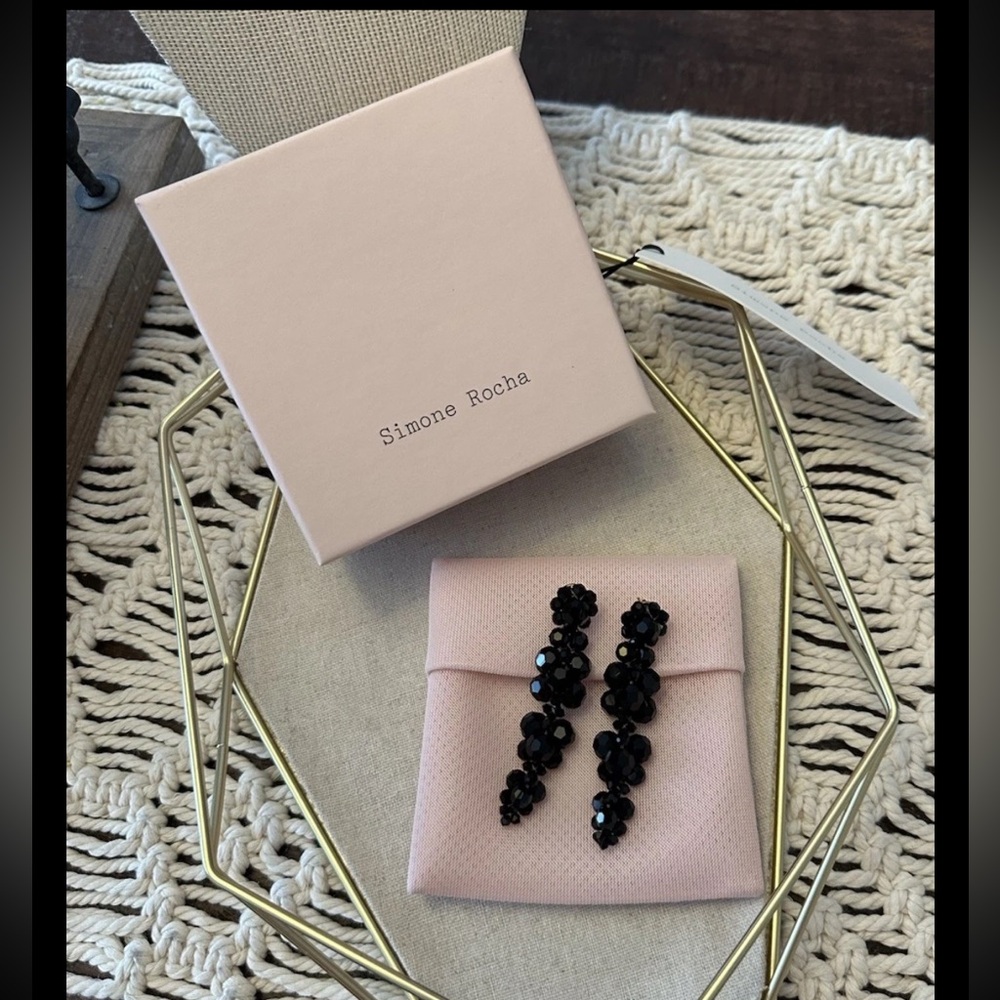 Simone Rocha Cluster Drop Earrings - Jet- New in Box with Tags